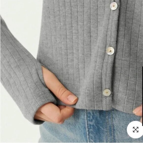 OGL Move Wide Rib V-Neck Cardigan Top Long Sleeve Shirt Black Size XS NEW - Picture 4 of 12